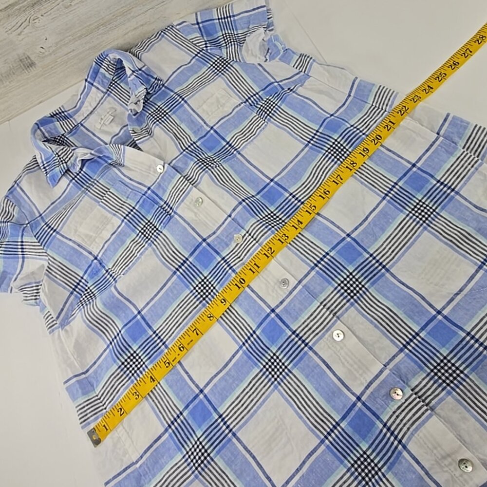 J. Jill Love Linen Plaid Full Button Up Shift‎ Dress WOMEN'S SIZE MEDIUM PETITE. - Picture 14 of 16